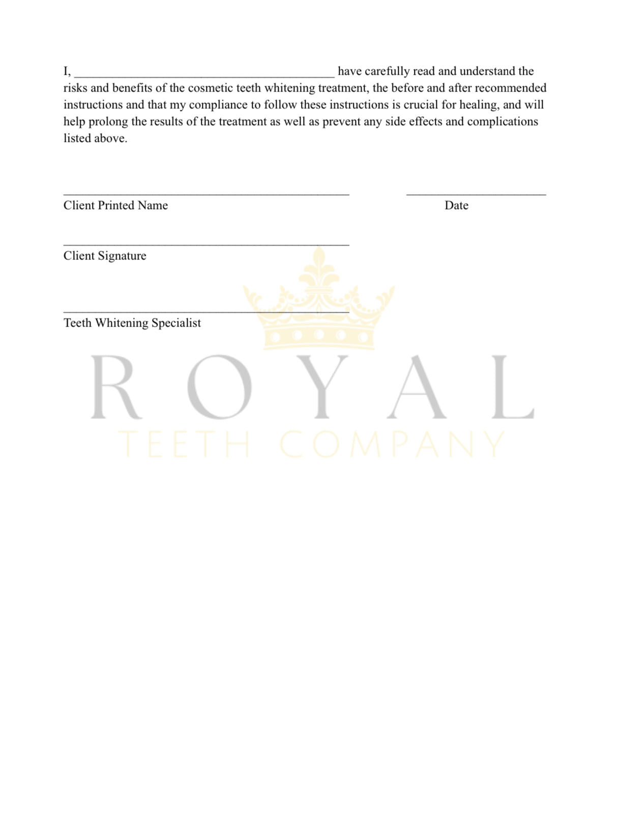 Teeth Whitening Consent Form